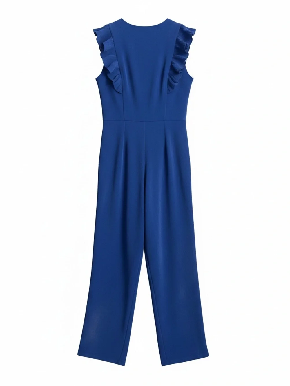 Baltic Born Tyra Cobalt  Blue Ruffle V-Neck Sleeveless Wide Leg Jumpsuit Size XL